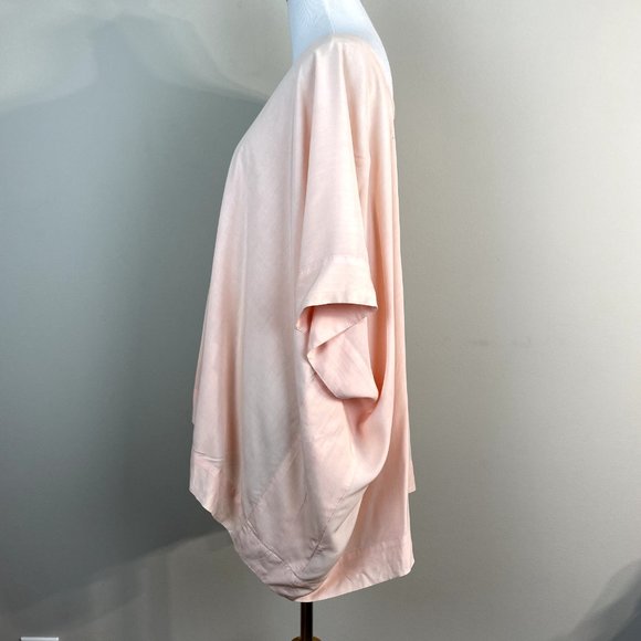 The Odells Top Womens Medium Pink Oversized Relaxed Fit V-Neck Short Sleeve New - Picture 7 of 12